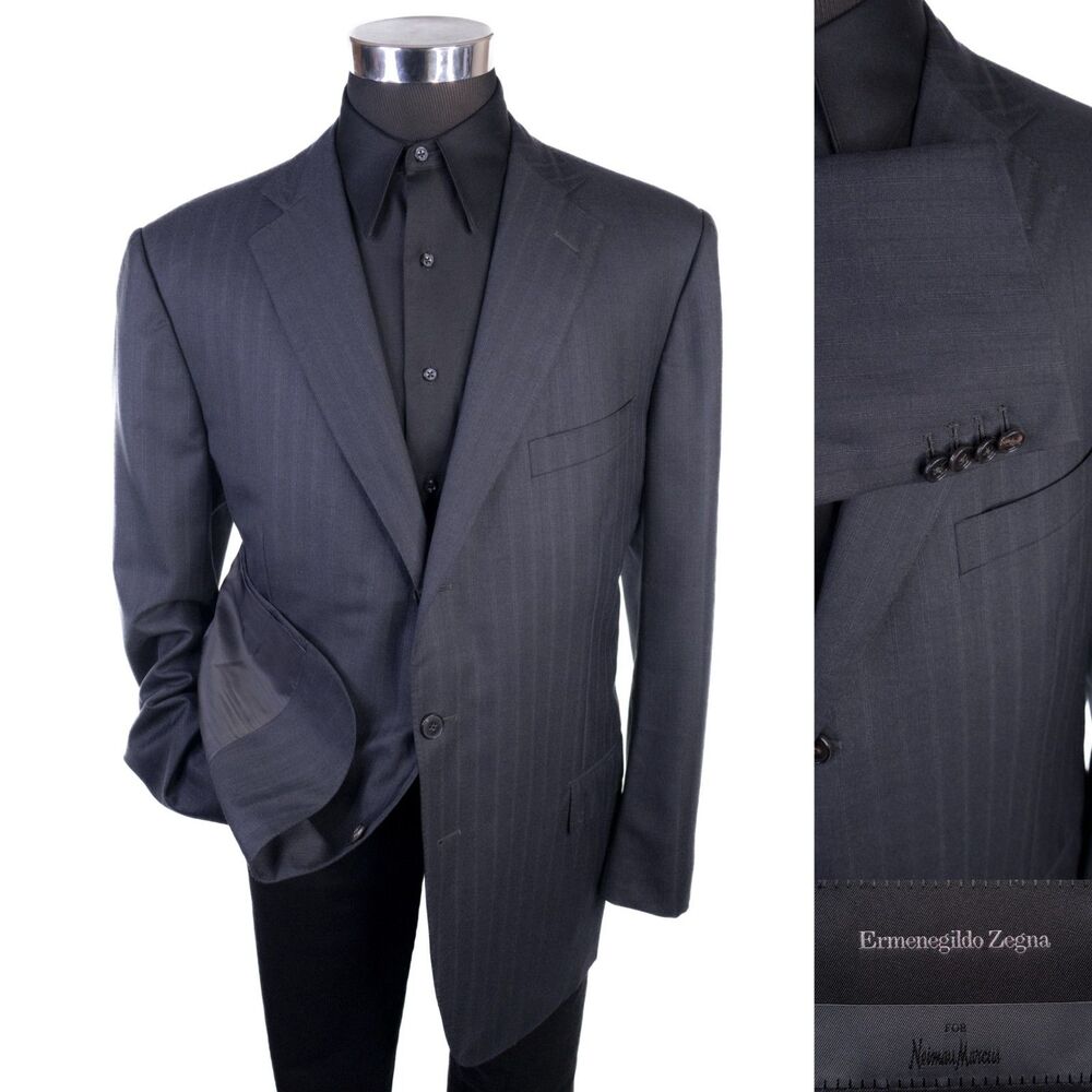 Ermenegildo Zegna FIT ROOM 15 MILMIL 15 Striped Gray Sz 48R Wool 3-Button Jacket